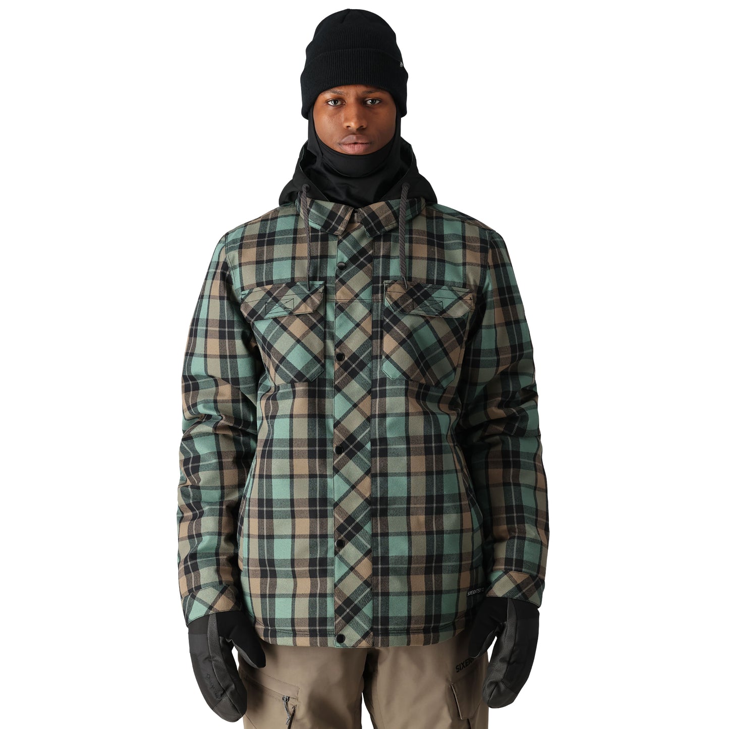 686 woodland insulated jacket-color-cypress green black plaid